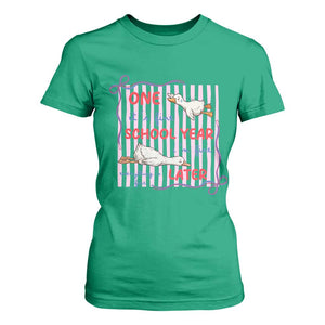Striped One School Year Later T Shirt For Women Funny Goose Teacher Summer TS14 Irish Green Print Your Wear