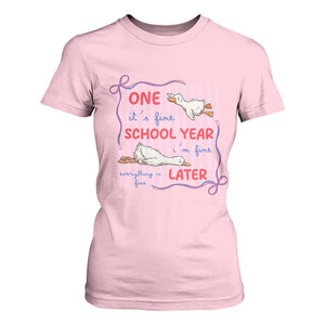 Striped One School Year Later T Shirt For Women Funny Goose Teacher Summer TS14 Light Pink Print Your Wear