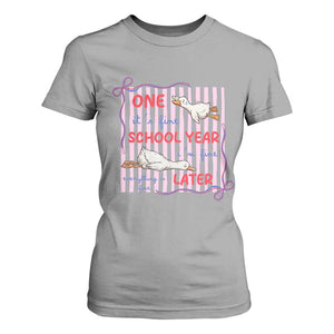 Striped One School Year Later T Shirt For Women Funny Goose Teacher Summer TS14 Sport Gray Print Your Wear