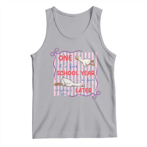 Striped One School Year Later Tank Top Funny Goose Teacher Summer TS14 Athletic Heather Print Your Wear