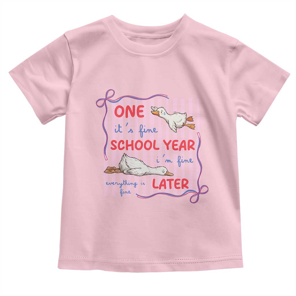 Striped One School Year Later Toddler T Shirt Funny Goose Teacher Summer TS14 Light Pink Print Your Wear