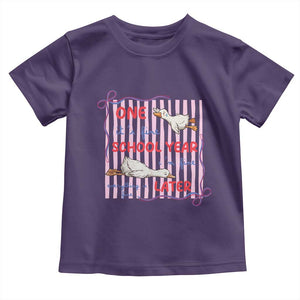 Striped One School Year Later Toddler T Shirt Funny Goose Teacher Summer TS14 Purple Print Your Wear