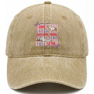 Striped One School Year Later Washed Cotton Baseball Cap Funny Goose Teacher Summer TS14 Print Your Wear
