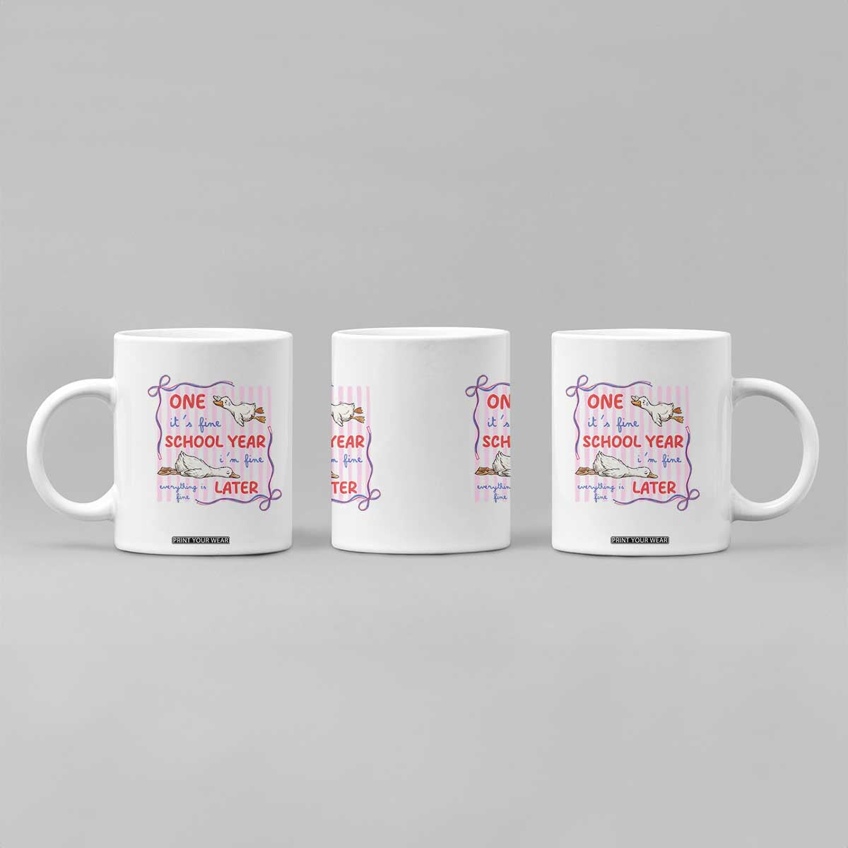 Striped One School Year Later Coffee Mug Funny Goose Teacher Summer TS14 Print Your Wear