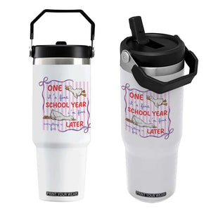 Striped One School Year Later Flip Straw Tumbler Funny Goose Teacher Summer TS14 One Size: 30 oz White Print Your Wear