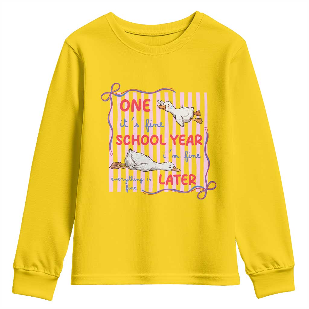 Striped One School Year Later Youth Sweatshirt Funny Goose Teacher Summer TS14 Daisy Print Your Wear
