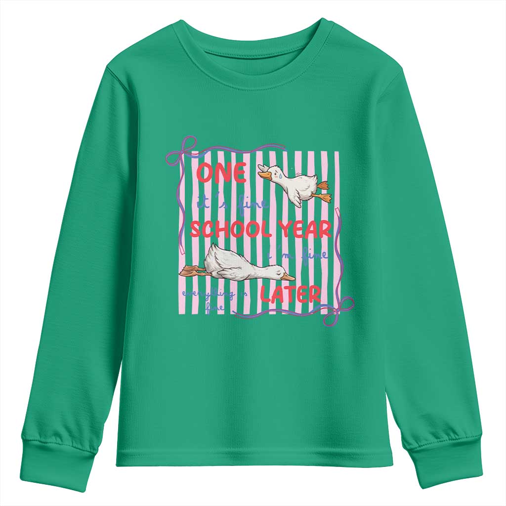 Striped One School Year Later Youth Sweatshirt Funny Goose Teacher Summer TS14 Irish Green Print Your Wear