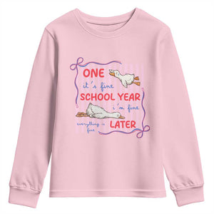 Striped One School Year Later Youth Sweatshirt Funny Goose Teacher Summer TS14 Light Pink Print Your Wear