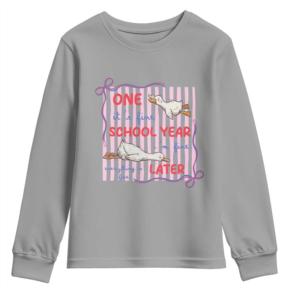 Striped One School Year Later Youth Sweatshirt Funny Goose Teacher Summer TS14 Sport Gray Print Your Wear
