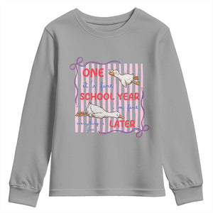 Striped One School Year Later Youth Sweatshirt Funny Goose Teacher Summer TS14 Sport Gray Print Your Wear