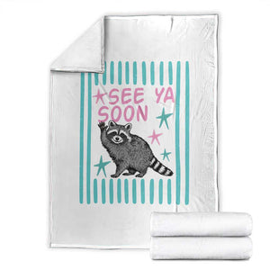 Striped Funny See Ya Soon Racoon Throw Blanket Last Day Of School Teacher TS14 White Print Your Wear