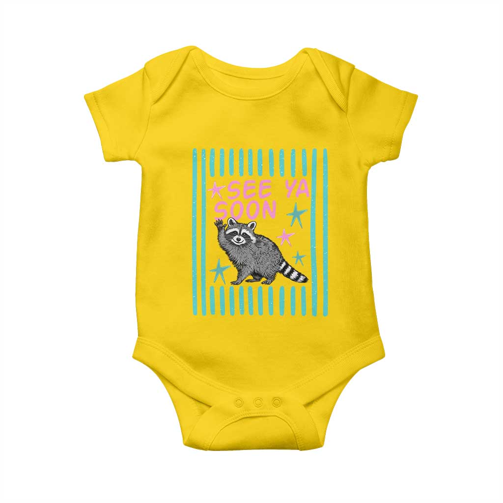 Striped Funny See Ya Soon Racoon Baby Onesie Last Day Of School Teacher TS14 Daisy Print Your Wear