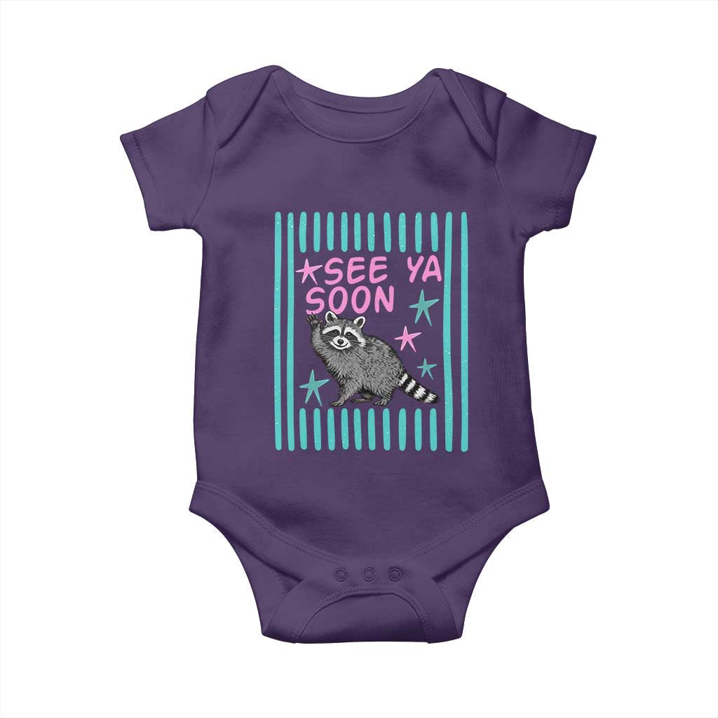 Striped Funny See Ya Soon Racoon Baby Onesie Last Day Of School Teacher TS14 Purple Print Your Wear