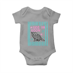 Striped Funny See Ya Soon Racoon Baby Onesie Last Day Of School Teacher TS14 Sport Gray Print Your Wear