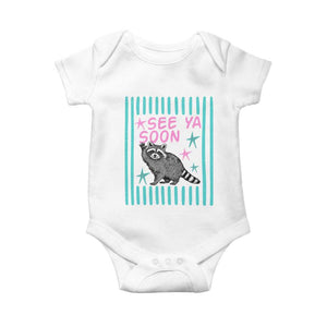 Striped Funny See Ya Soon Racoon Baby Onesie Last Day Of School Teacher TS14 White Print Your Wear