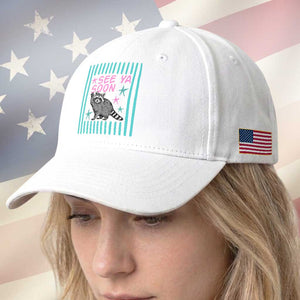 Striped Funny See Ya Soon Racoon Baseball Cap Last Day Of School Teacher TS14 Print Your Wear