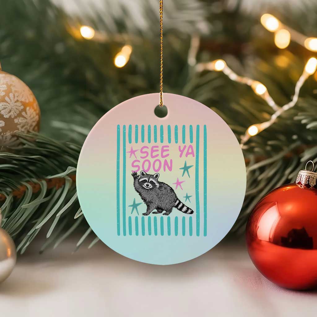 Striped Funny See Ya Soon Racoon Ceramic Ornament Last Day Of School Teacher TS14 1pc Pastel Print Your Wear