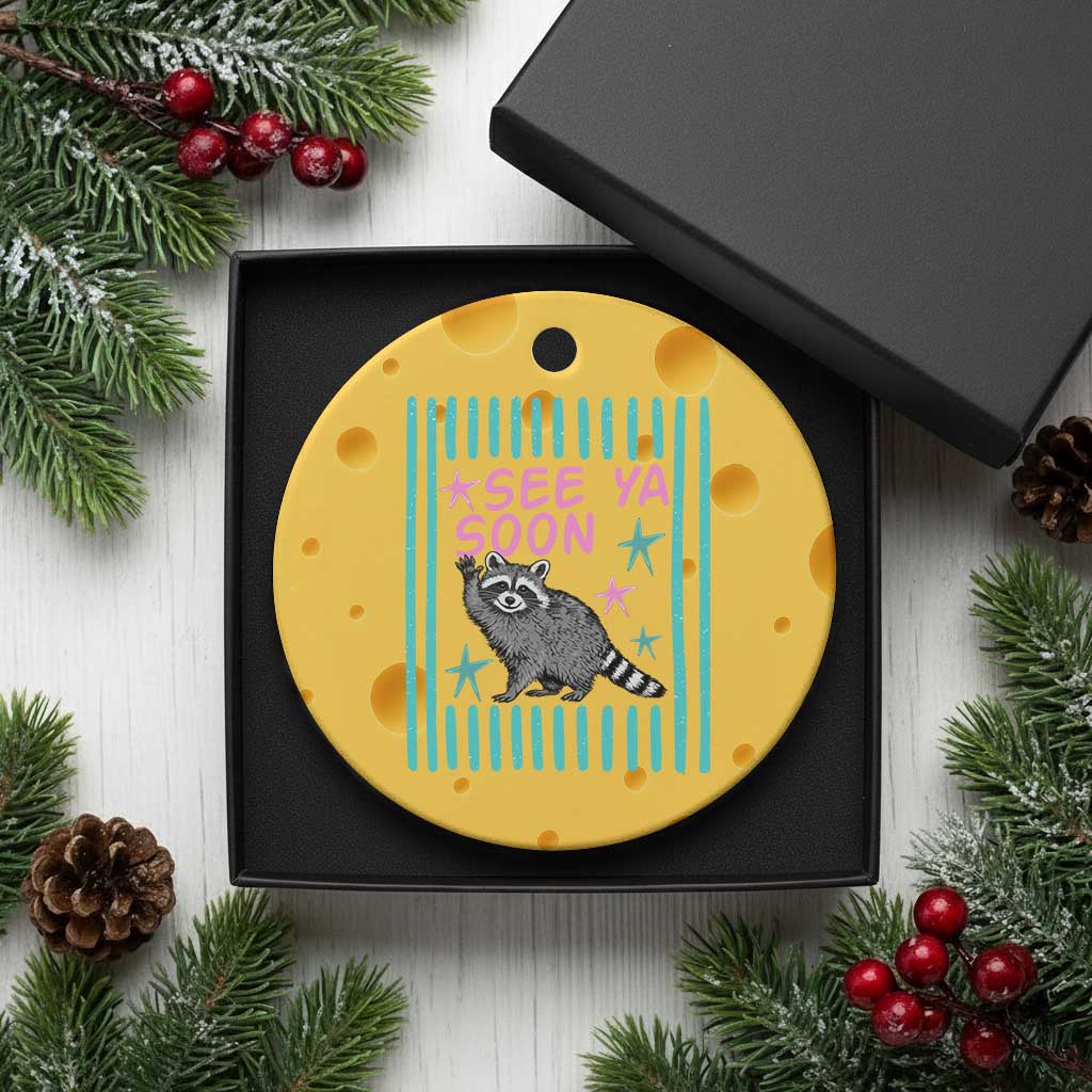 Striped Funny See Ya Soon Racoon Ceramic Ornament Last Day Of School Teacher TS14 1pc Yellow Cheese Print Your Wear