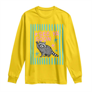 Striped Funny See Ya Soon Racoon Long Sleeve Shirt Last Day Of School Teacher TS14 Daisy Print Your Wear