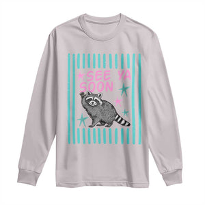 Striped Funny See Ya Soon Racoon Long Sleeve Shirt Last Day Of School Teacher TS14 Ice Gray Print Your Wear