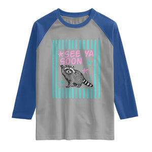 Striped Funny See Ya Soon Racoon Raglan Shirt Last Day Of School Teacher TS14 Sport Gray Royal Print Your Wear