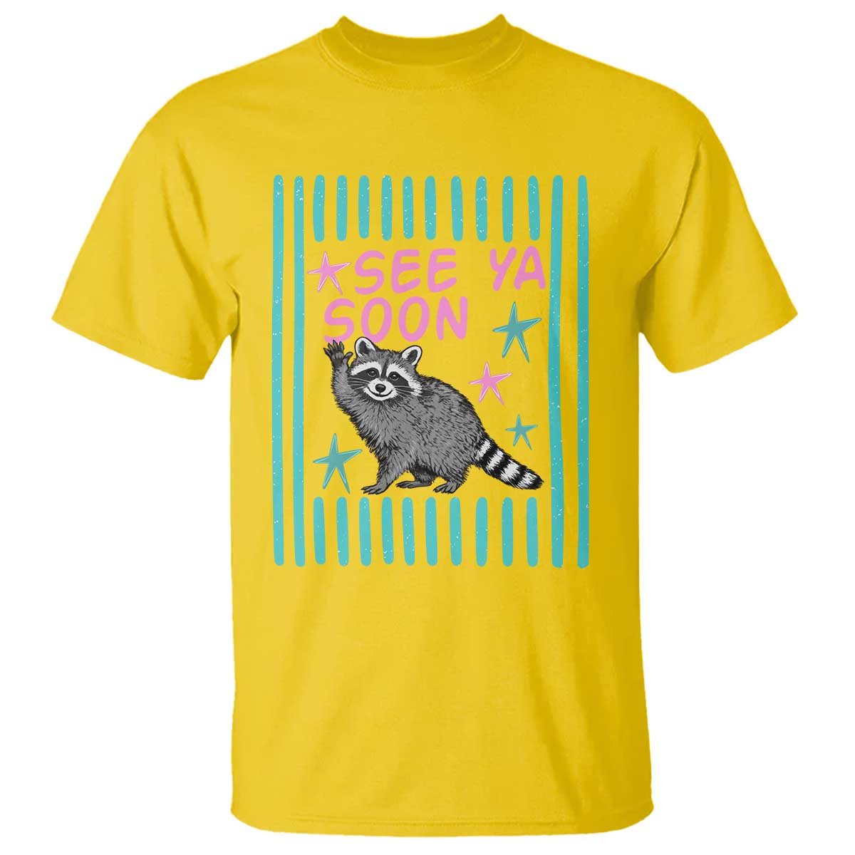Striped Funny See Ya Soon Racoon T Shirt Last Day Of School Teacher TS14 Daisy Print Your Wear