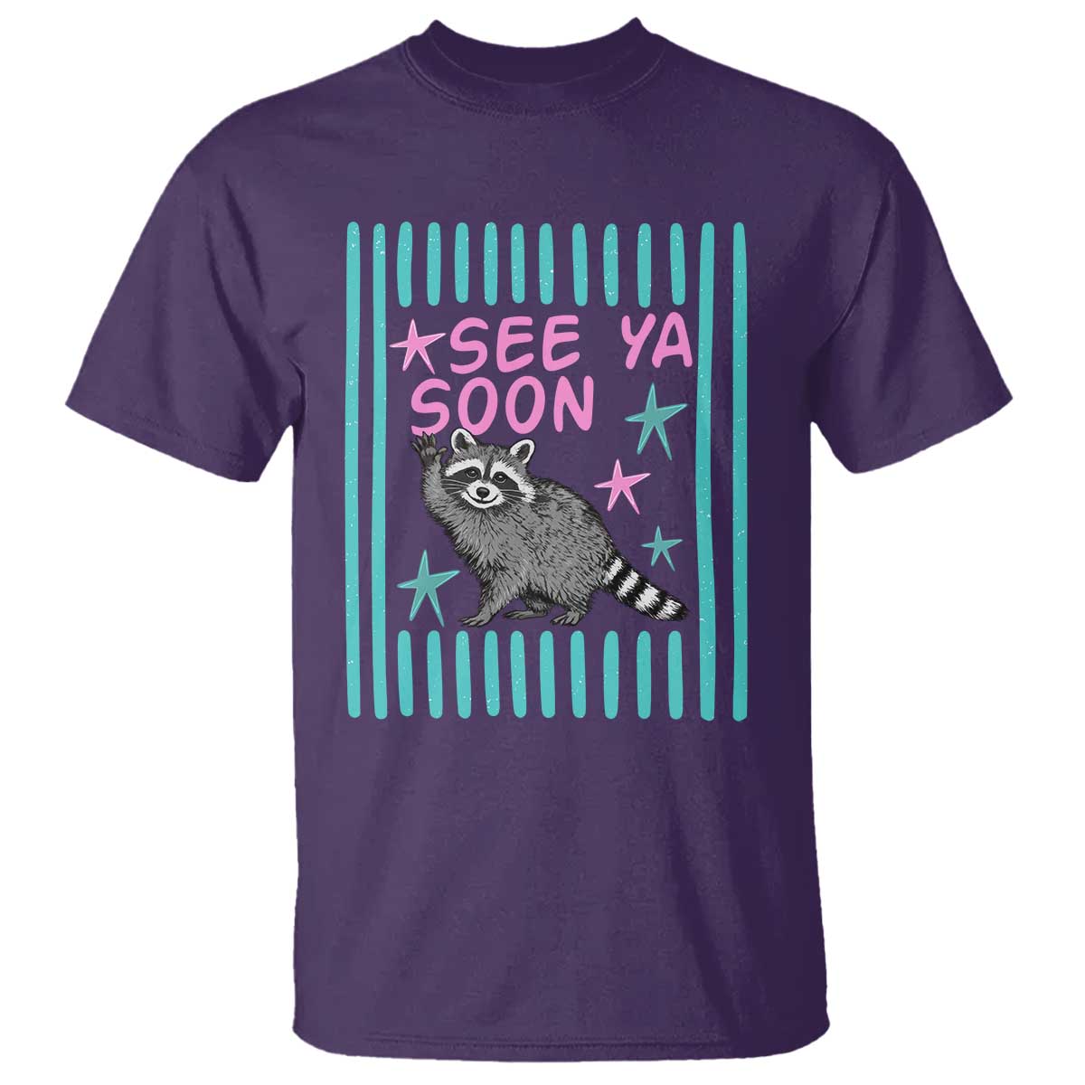 Striped Funny See Ya Soon Racoon T Shirt Last Day Of School Teacher TS14 Purple Print Your Wear