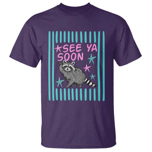 Striped Funny See Ya Soon Racoon T Shirt Last Day Of School Teacher TS14 Purple Print Your Wear