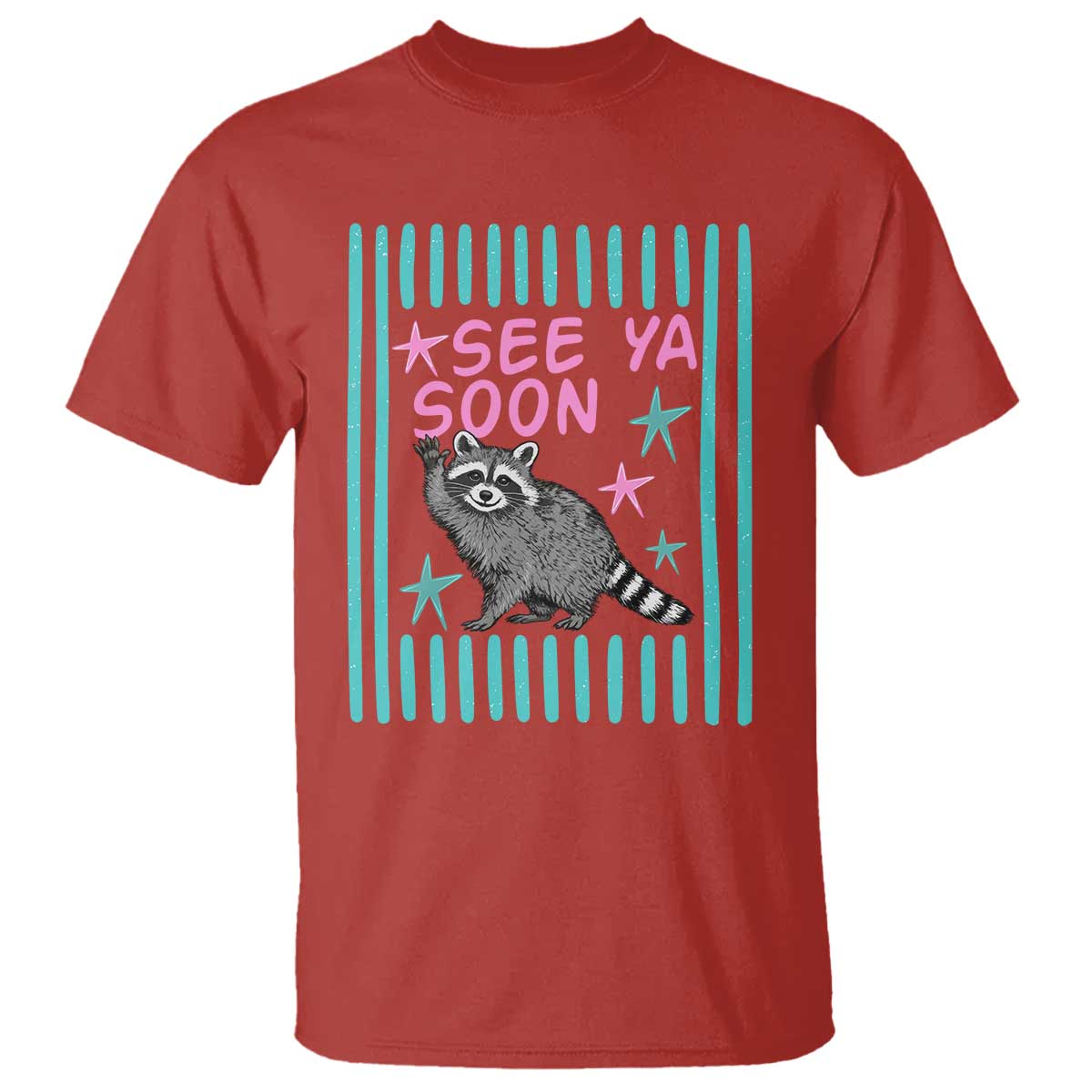 Striped Funny See Ya Soon Racoon T Shirt Last Day Of School Teacher TS14 Red Print Your Wear