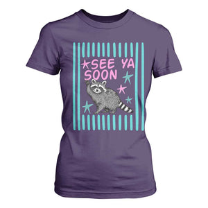 Striped Funny See Ya Soon Racoon T Shirt For Women Last Day Of School Teacher TS14 Purple Print Your Wear