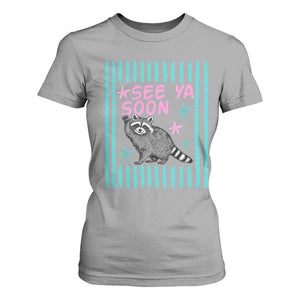 Striped Funny See Ya Soon Racoon T Shirt For Women Last Day Of School Teacher TS14 Sport Gray Print Your Wear