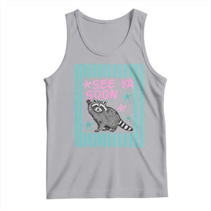 Striped Funny See Ya Soon Racoon Tank Top Last Day Of School Teacher TS14 Athletic Heather Print Your Wear