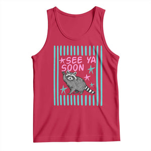 Striped Funny See Ya Soon Racoon Tank Top Last Day Of School Teacher TS14 Red Print Your Wear