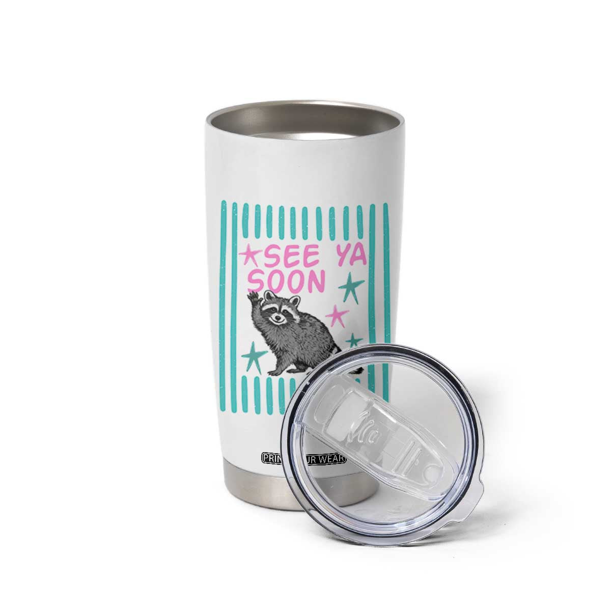 Striped Funny See Ya Soon Racoon Tumbler Cup Last Day Of School Teacher TS14 Print Your Wear