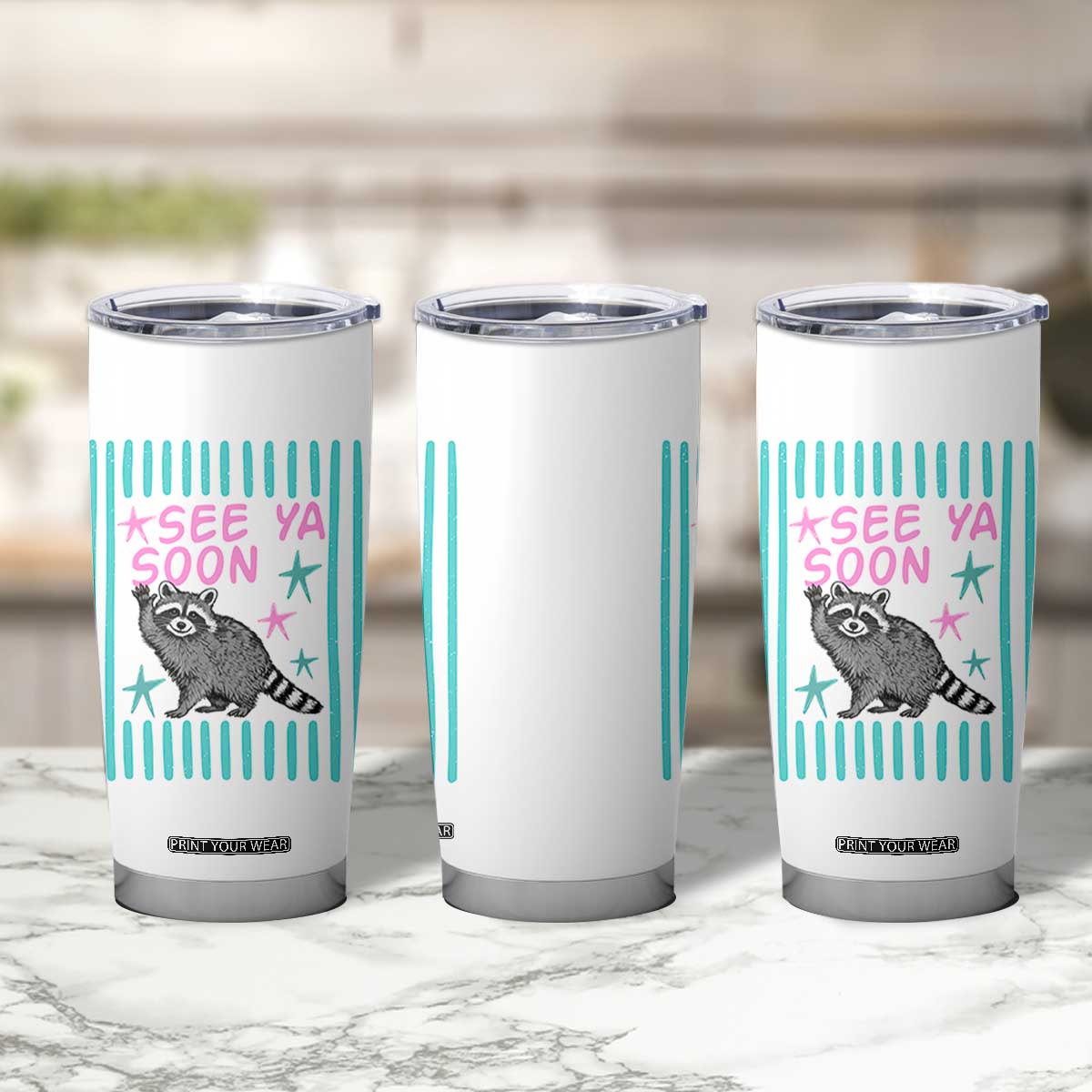 Striped Funny See Ya Soon Racoon Tumbler Cup Last Day Of School Teacher TS14 Print Your Wear