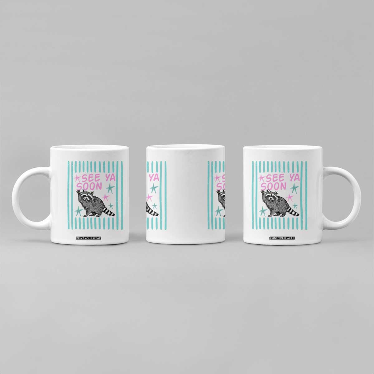 Striped Funny See Ya Soon Racoon Coffee Mug Last Day Of School Teacher TS14 Print Your Wear