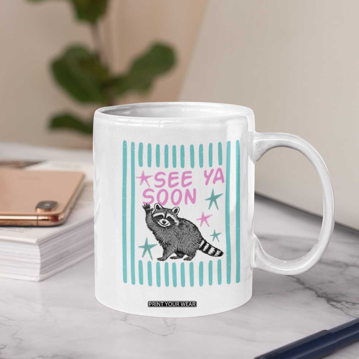 Striped Funny See Ya Soon Racoon Coffee Mug Last Day Of School Teacher TS14 Print Your Wear