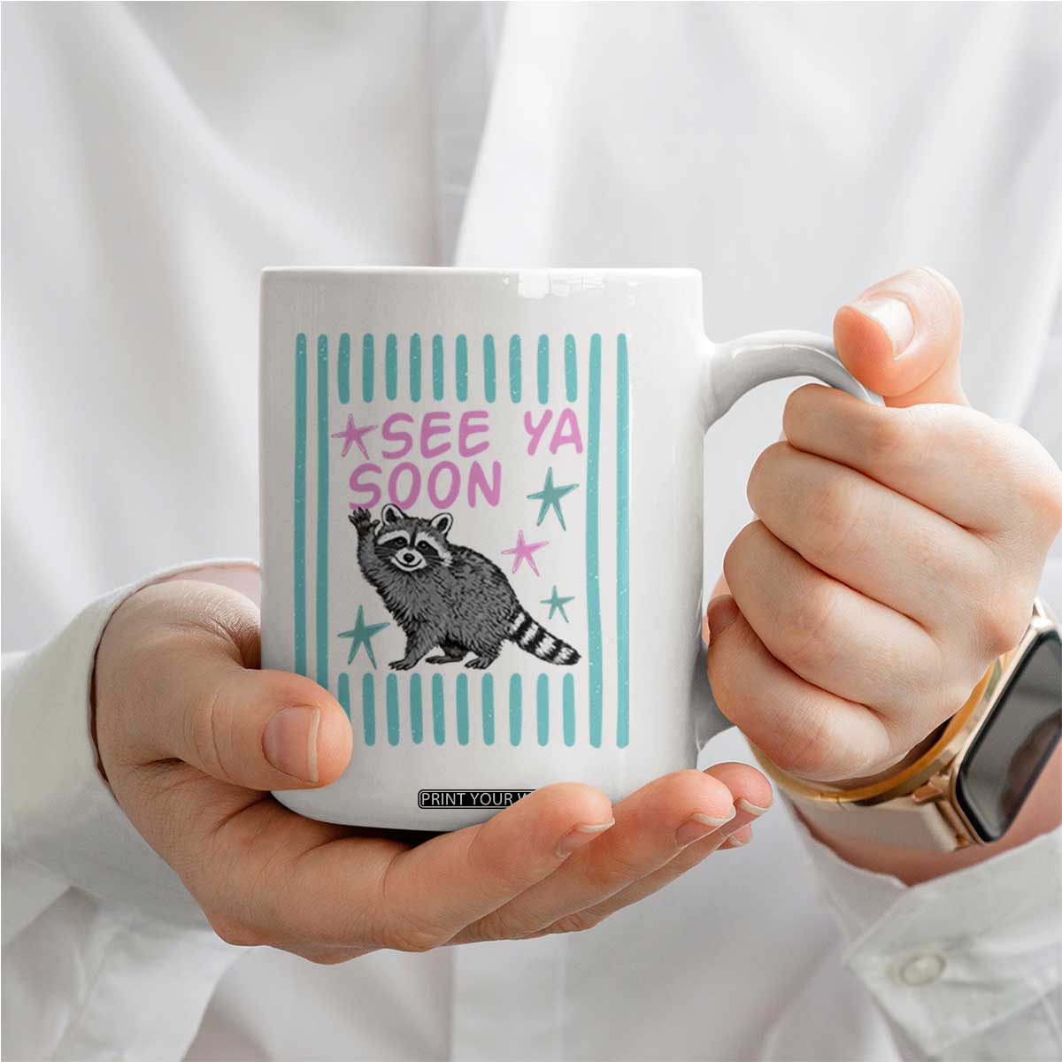 Striped Funny See Ya Soon Racoon Coffee Mug Last Day Of School Teacher TS14 Print Your Wear