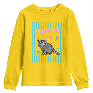 Striped Funny See Ya Soon Racoon Youth Sweatshirt Last Day Of School Teacher TS14 Daisy Print Your Wear