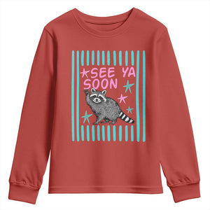 Striped Funny See Ya Soon Racoon Youth Sweatshirt Last Day Of School Teacher TS14 Red Print Your Wear