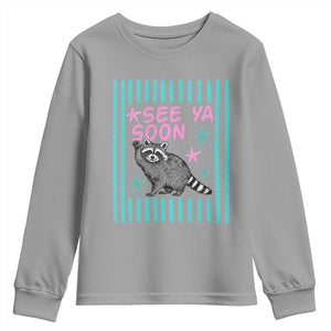 Striped Funny See Ya Soon Racoon Youth Sweatshirt Last Day Of School Teacher TS14 Sport Gray Print Your Wear