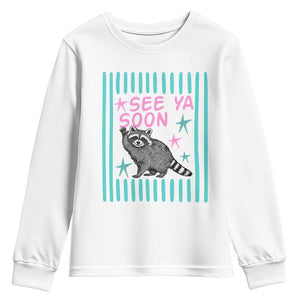 Striped Funny See Ya Soon Racoon Youth Sweatshirt Last Day Of School Teacher TS14 White Print Your Wear