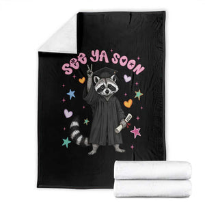 See Ya Soon Raccoon Throw Blanket Funny Raccoon Graduation 2026 TS14 Black Print Your Wear