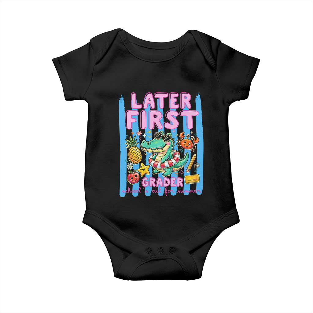Later First Grader School's Out For Summer Baby Onesie Last Day Of School Later Gator Alligator TS14 Black Print Your Wear