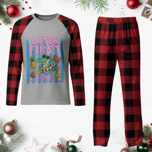 Later First Grader School's Out For Summer Plaid Pajama Set Last Day Of School Later Gator Alligator TS14 Buffalo Plaid Print Your Wear