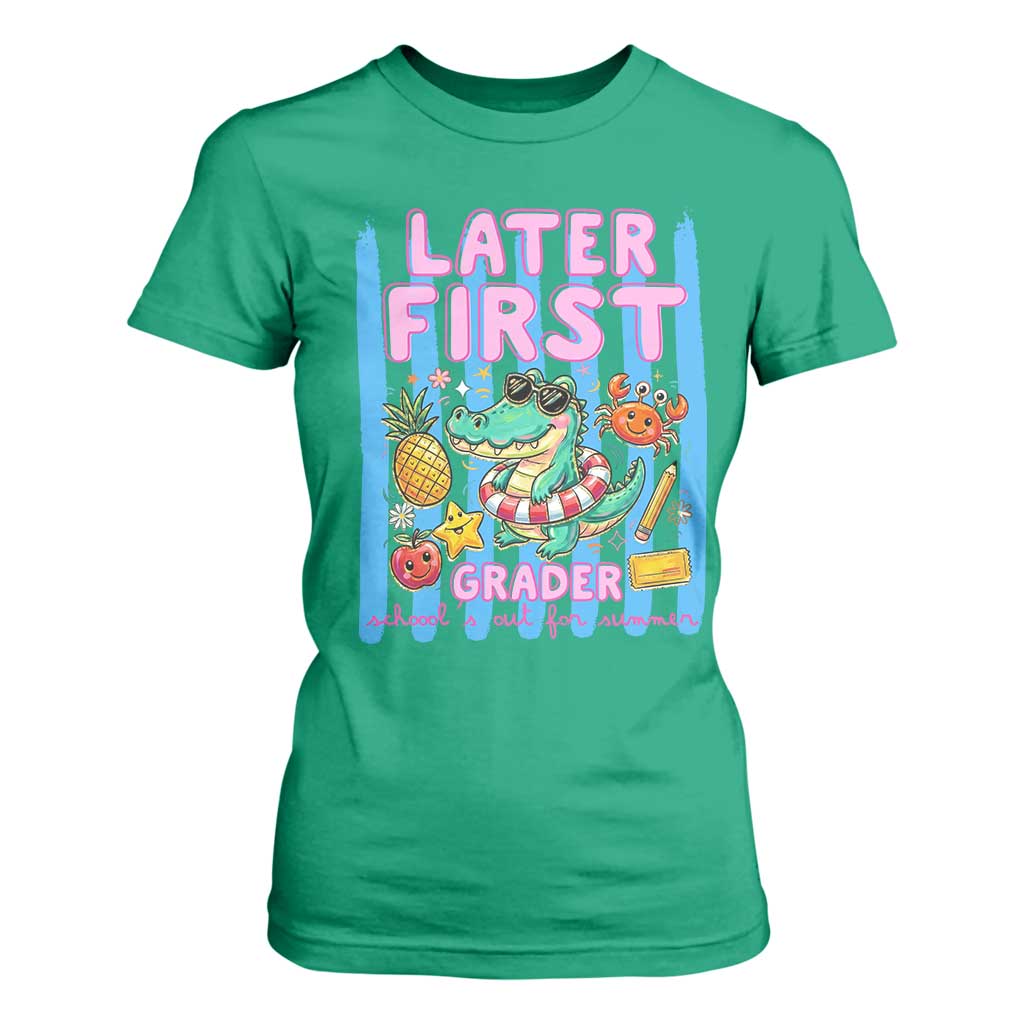 Later First Grader School's Out For Summer T Shirt For Women Last Day Of School Later Gator Alligator TS14 Irish Green Print Your Wear