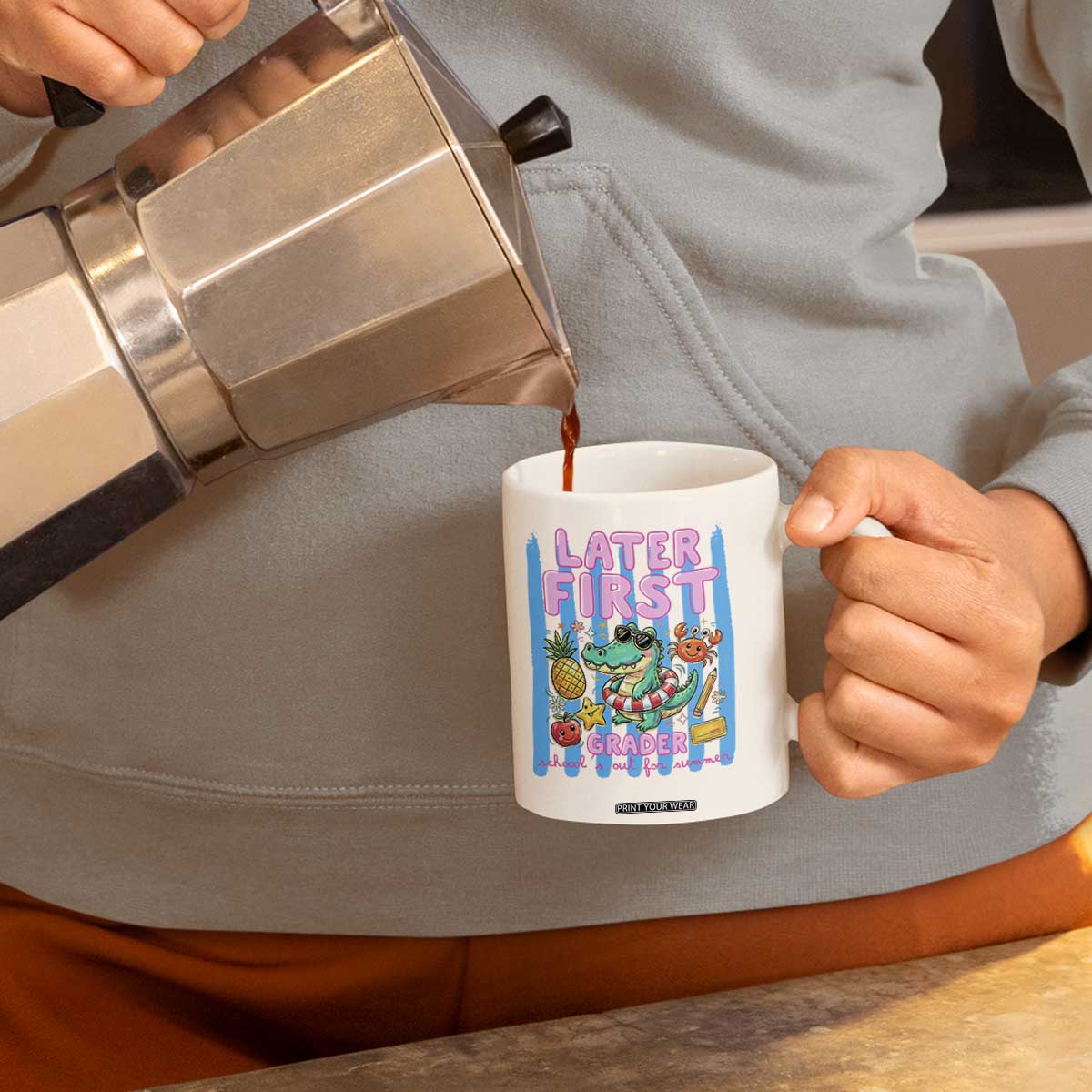 Later First Grader School's Out For Summer Coffee Mug Last Day Of School Later Gator Alligator TS14 Print Your Wear