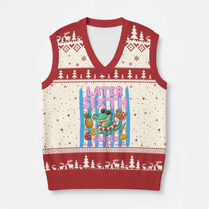 Later Sixth Grader School's Out For Summer V-Neck Knit Sweater Vest Last Day Of School Later Gator Alligator TS14 Beige Red Print Your Wear