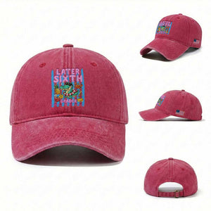 Later Sixth Grader School's Out For Summer Washed Cotton Baseball Cap Last Day Of School Later Gator Alligator TS14 Washed Cap Universal Fit Red Print Your Wear