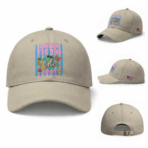 Later Fifth Grader School's Out For Summer Baseball Cap Last Day Of School Later Gator Alligator TS14 Baseball Cap Universal Fit Beige Print Your Wear